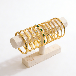 Bracciale Rigido Aperto in Acciaio Inossidabile Placcato Oro Rosa 18K, Impermeabile, con Occhi di Demone e Quadrifoglio, Gioiello alla Moda - Product Image 1