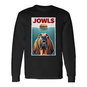 T-shirt à manches longues pour amoureux des chiens, parodie de Bloodhound et Hamburger Parody Jowls - Product Image 1