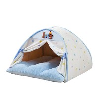 Lit-tente semi-fermé en peluche chaude pour animaux de compagnie, toute saison, maison-caverne sécurisée pour petits chiens et chats, pour intérieur, sans assemblage