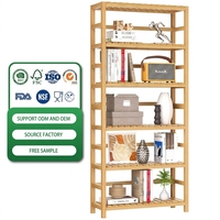 Étagère de rangement en bambou à 6 niveaux, bibliothèque haute avec étagères réglables, étagère de rangement multifonctionnelle pour salle de bain, cuisine