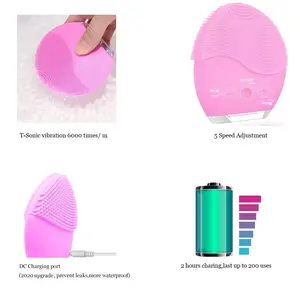 Mini Portable Rechargeable Ultrasonic Facial Brush Electric Silicone Facial Cleaning Brush