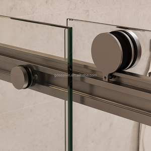 Puerta de Ducha de Vidrio, Doble Corredera, Semi-Frameless, Retráctil, Negro Mate, 56-60 Pulgadas de Ancho x 72 Pulgadas de Alto, Vidrio Templado de 6 mm, Diseño Moderno - Product Image 4