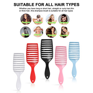 Brosse démêlante ventilée à poils en nylon personnalisés, peigne de massage du cuir chevelu, outils de coiffure pour cheveux humides, secs, bouclés et crépus - Product Image 5