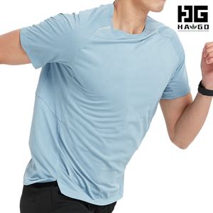 Camiseta deportiva con estampado atlético y cuello redondo para hombre de <span class=keywords><strong>HAGO</strong></span>, Camiseta deportiva de manga corta holgada de secado rápido de poliéster 100% - Product Image 1