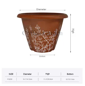 Coffco 16inch Peach Leavesc Planter Plastic Flowerpots Garden Supplies for Indoor   Outdoor Garden Home Plants