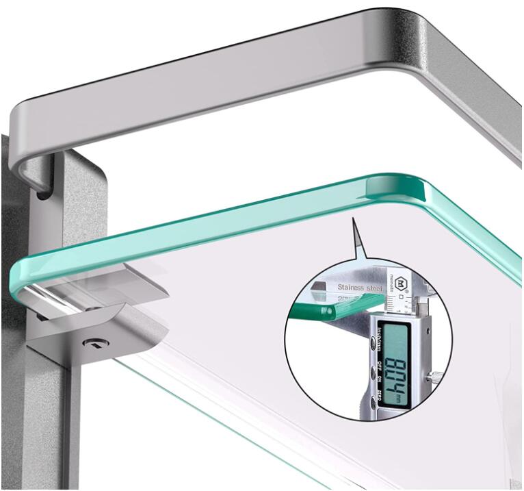 LUCEAE Mensole galleggianti per cucina e bagno, a parete, organizer per bagno, portaoggetti per doccia, cosmetici, shampoo, drenaggio, con barra portasciugamani girevole in acciaio inox, mensole da