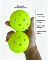 Balles de pickleball d'extérieur rotomoulées approuvées USAPA, 40 trous, 74 mm, balles d'entraînement, logo personnalisé, OEM disponible