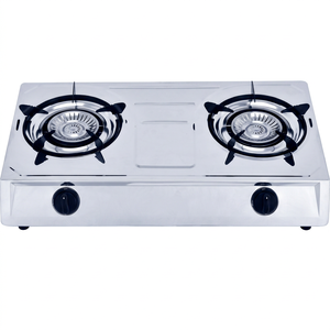 Cuisinière à gaz portable à deux brûleurs en acier inoxydable avec commande par bouton et allumage piézoélectrique, idéale pour l'hôtellerie, classe A, avec fonction de coupure de flamme et facile à nettoyer - Product Image 1