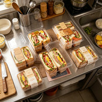 Boîte à sandwich avec couvercle et base personnalisés, boîte d'emballage à emporter en plastique transparente de luxe en deux parties