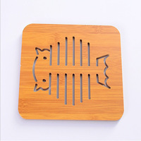 Sous-plat en bois isolant thermiquement, forme carrée ou ronde, créatif, antidérapant, pour la cuisine, utilisation domestique