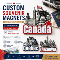 Aimant de réfrigérateur en métal 3D personnalisé, sans stock préparé, avec vue panoramique de Toronto, Vancouver, Québec, Canada – Souvenir touristique