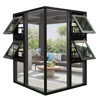 Fenêtre à auvent Gaoming moderne en aluminium 5mm+12A+5mm, style ouverture battante, avec persienne verticale et moustiquaire magnétique en acier inoxydable