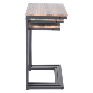 Mesas laterales/auxiliares rústicas modernas, Juego de 3 muebles de café con acento apilable - Product Image 3