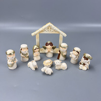Crèche de Noël en résine personnalisée en gros, figurines de la Sainte Famille de dessin animé, cadeau de Noël pour enfants, décoration de table