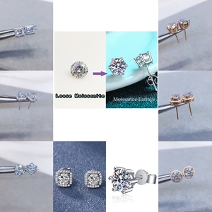VVS moissanite GRA certificate 925 <b>silver</b> 18K gold plated heart shape earring Round Brilliant Cut claw setting fashion earring - Product Image 6