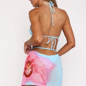 Conjunto de Bikini de Tres Piezas con Estampado Personalizado, Falda y Vestido Sexy con Tirantes Finos para Mujer, Traje de Baño sin Espalda - Product Image 3