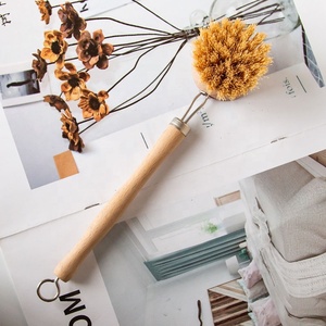 Gloway2仕様ロゴ環境にやさしいサイザル麻繊維ウッドポットブラシナチュラルキッチン木製ディッシュポット洗浄ブラシ交換用ヘッド付き - Product Image 2