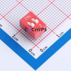 DR-02HT DIP Switch Through hole Component (THT),P=2.54mm Switch Flat Toggle, Raised Type Single Pole Single Throw 2 2.54mm - Product Image 1