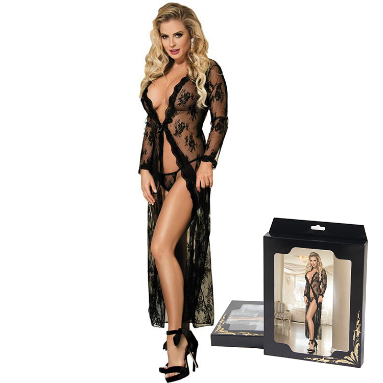 Shop Custom Black Lace Lingerie Robe De Mariage Box Package