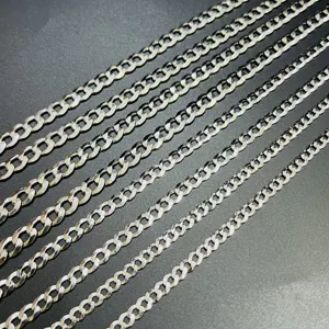 925 Hip Hop Cuban Link Chain Jewelry Necklace Wholesale Sterling Silver Plating Sterling Silver For Men