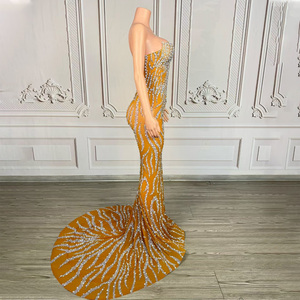 Novance Y5021 Vestido de Noche Elegante con Pedrería Dorada para Fiesta de Gala, Vestidos de Gala para Mujer, <span class=keywords><strong>Ropa</strong></span> Chic para Cantante - Product Image 2