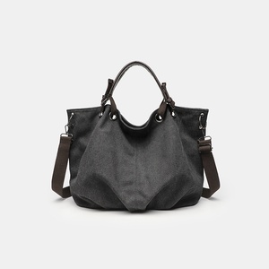 Sac fourre-tout en toile minimaliste de style japonais vintage, léger, grande capacité, avec fermeture éclair, pour l'été, le travail, l'école, les trajets quotidiens - Product Image 1