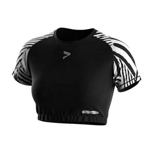 Camiseta Deportiva para Mujer, Más Vendida, con Media Cremallera, Manga Corta, Estilo Crop Top - Product Image 1