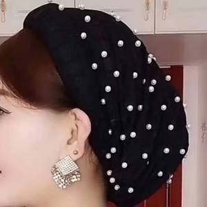 Elegante sombrero para fotografía nupcial de tela de malla transpirable y ecológica adornado con perlas - Product Image 1