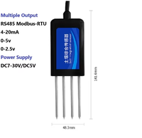 Capteur de sol intégré 8-en-1 avec sortie RS485 Modbus-RTU pour l'humidité, la température, le pH, l'EC, la salinité, le NPK, IP68