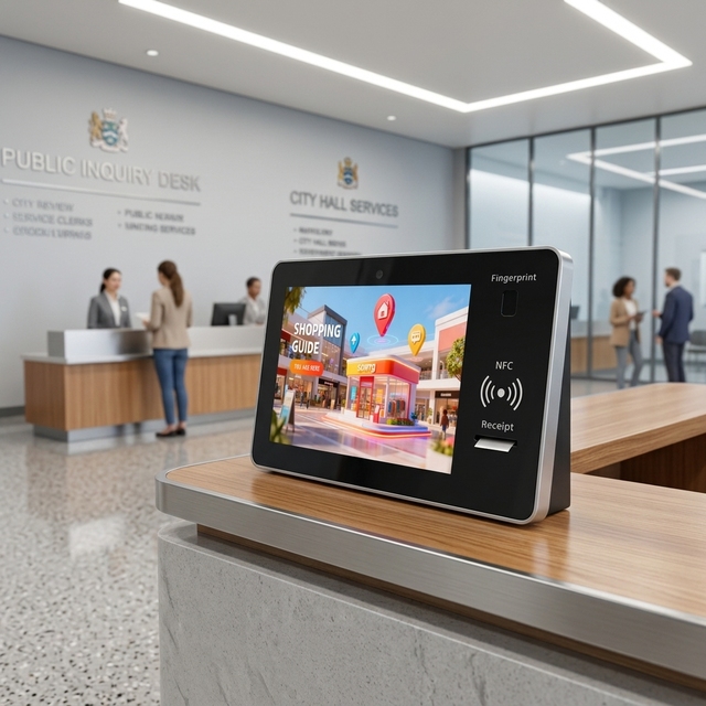 21.5 Inch Wall Mounted Self Service Terminal Kiosk with Thermal Printer NFC Fingerprint Scanner Android Windows OEM