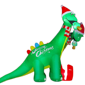 Goosh 11.8 ft Giáng sinh inflatables khủng long khổng lồ trang trí ngoài trời lắc đầu được xây dựng trong LED bên sân vườn cỏ trang trí nội thất - Product Image 1