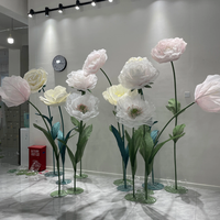 Pesta Pernikahan bunga buatan oranye Peony Lily dekorasi acara berdiri kertas raksasa bunga pernikahan