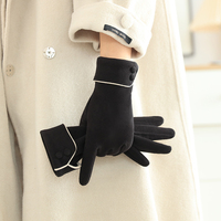 Gants d'hiver pour femmes, rembourrés en velours, chauds, résistants au froid, avec décoration au poignet, pour la conduite en plein air, pour écran tactile, multicolores
