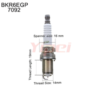 Ventes directes d'usine Yipei, bougies d'allumage en iridium de haute qualité OEM pour Civic Accord Crv Corolla Fit BKR6EGP 7092