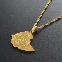 Collier avec pendentif en or 18k, bijoux du monde, carte des différents pays, collier Haiti, pour hommes, mode Congo, pendentif