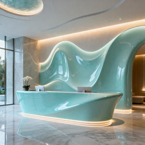 Comptoir d'accueil architectural Flow Wave, conçu avec une texture semblable à la roche, pour les intérieurs commerciaux de luxe et les halls d'accueil de bureaux - Product Image 3