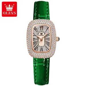OLEVS 9940套装奢华玫瑰金手表女士石英钻石腕表优雅女性手链表，适合女性Gif