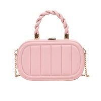 Sac Mini Boîte Couleur Bonbon pour Femme, Sac à Main Rigide Texturé avec Poignée Tressée et Bandoulière Chaîne, Sac Bandoulière pour Mariage
