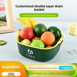 Passoire carrée double couche, fabrication directe usine Chine, commande en gros personnalisée, panier de lavage et d'égouttage pour fruits et légumes de cuisine, FDA/BPA - Product Image 2