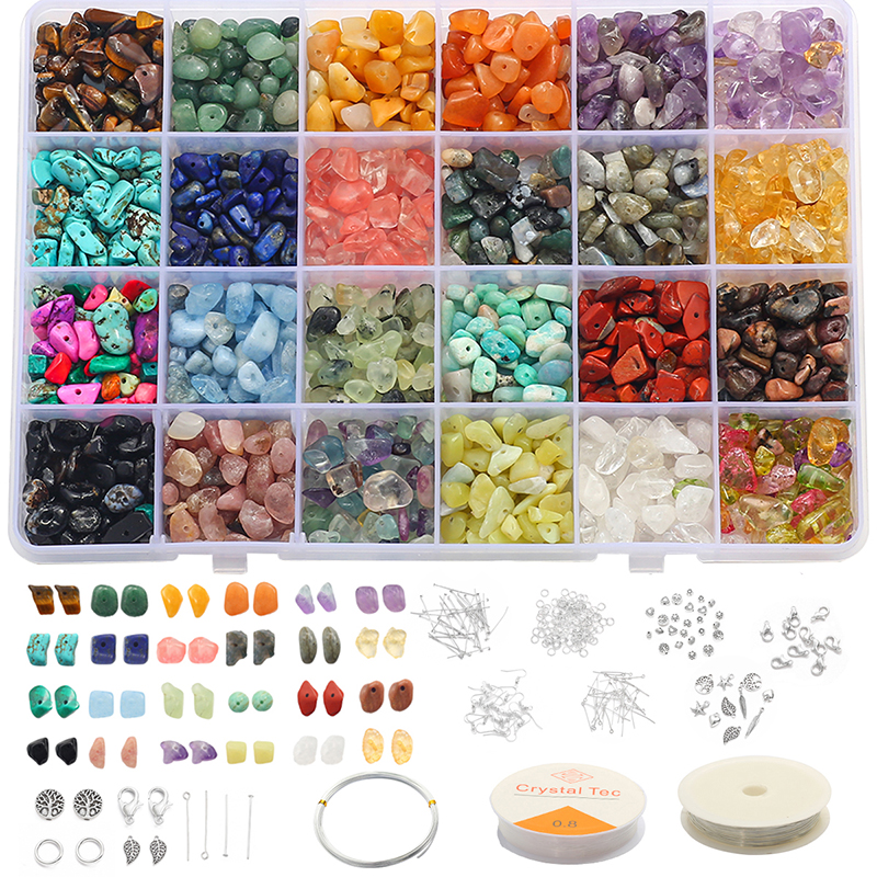 Natural Crystal Turquoise Amethyst Jasper Agate Chips Gemstones Beads Kit for DIY Jewelry Necklace Earring Bracelet Making