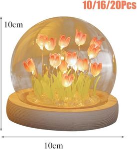 Lámpara de Noche Decorativa DIY con Forma de Tulipán, Mini Bola de Cristal LED, Pantalla Blanca, Diseño Posmoderno, 10x10cm, Luz Cálida, 3 Pilas AAA - Product Image 3