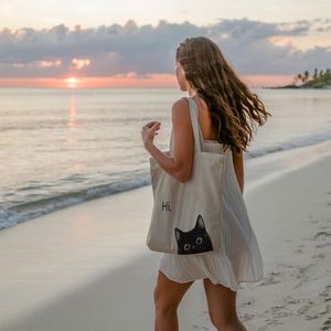 Cadeaux pour les Amoureux des Animaux, Sac Cabas en Toile Grande Capacité pour l'Été, Design Esthétique Chiens & Chats pour Femmes - Product Image 5
