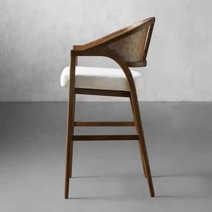 Taburete de Bar de Madera Maciza de Estilo <span class=keywords><strong>Vintage</strong></span> Francés Moderno, Tejido de Ratán, para Isla de <span class=keywords><strong>Cocina</strong></span>, Bar, Cafetería, Venta al por Mayor - Product Image 2