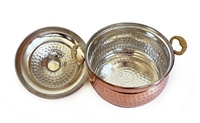 Casserole miniature classique en cuivre Shark Anatolia avec couvercle en acier inoxydable, fabriquée à la main, martelée à la main, ustensile de cuisine écologique pour gaz