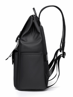 Tas Ransel Laptop Anti Air PU Logo Kustom Desain Flap Kapasitas Besar Ringan Tahan Lama Unisex untuk Bisnis dan Perjalanan