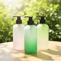 Bouteilles à pompe en plastique dépoli couleur dégradée rose-vert ombré, contenants cosmétiques vides pour shampoing, lotion et crème pour le visage 300ml