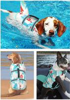 Gilet de sauvetage réfléchissant multicolore écologique à rayures simples pour chien, grande flottabilité, thème sirène et requin, pour jeux aquatiques estivaux