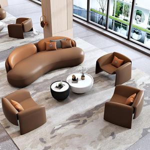 モダン レザー オフィス ソファ と コーヒーテーブルセット | マンション・ビジネスロビー・応接室向け - Product Image 2