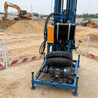 Foreuse rotative électrique hydraulique sur roues pour petits puits d'eau, profondeur de forage 120 m, avec moteur à roulement et boîte de vitesses