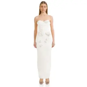 C3501 Vestido Bodycon Maxi para mulheres, vestido longo para festas e clubes noturnos, desenho mais recente branco